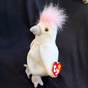 Ty Beanie Baby Plush Kiki the  Cockatoo - White and Pink
